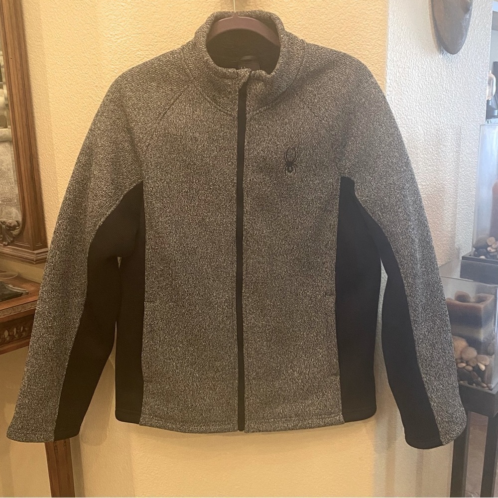 NWT~SPYDER Men Charcoal Heather Fleece Lined Zipped Jacket Size Medium